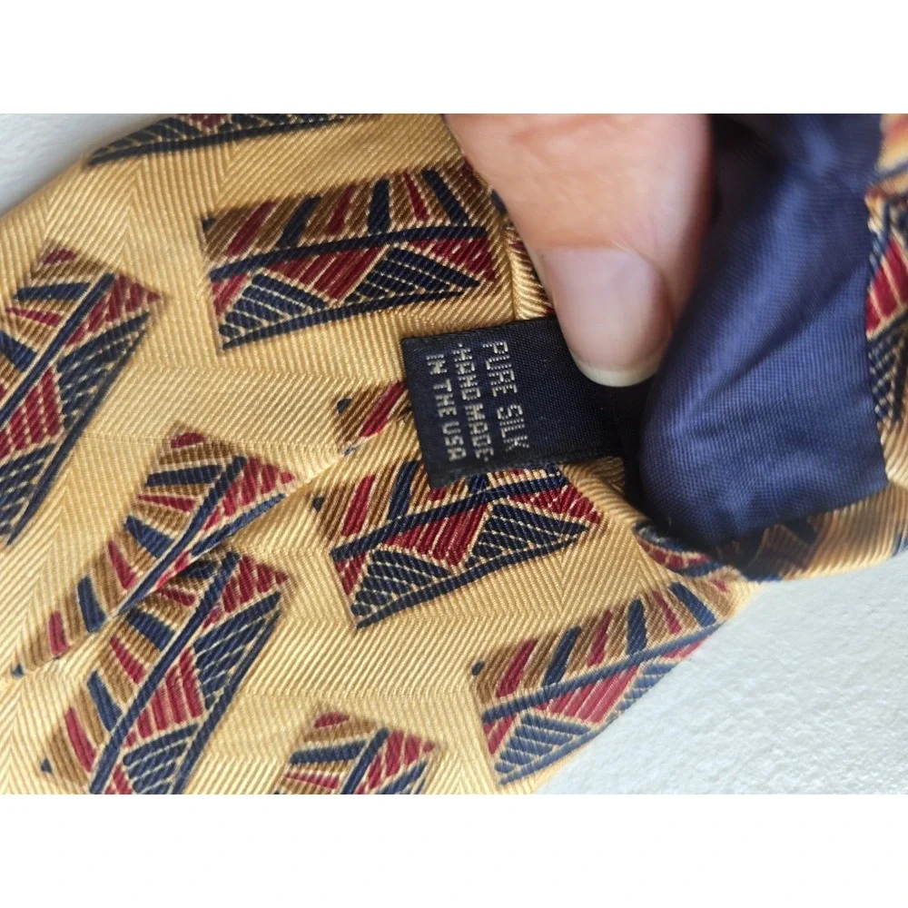 GITMAN BROS. Yellow Gold Geometric Men's tie 100% Silk Made‎ in USA